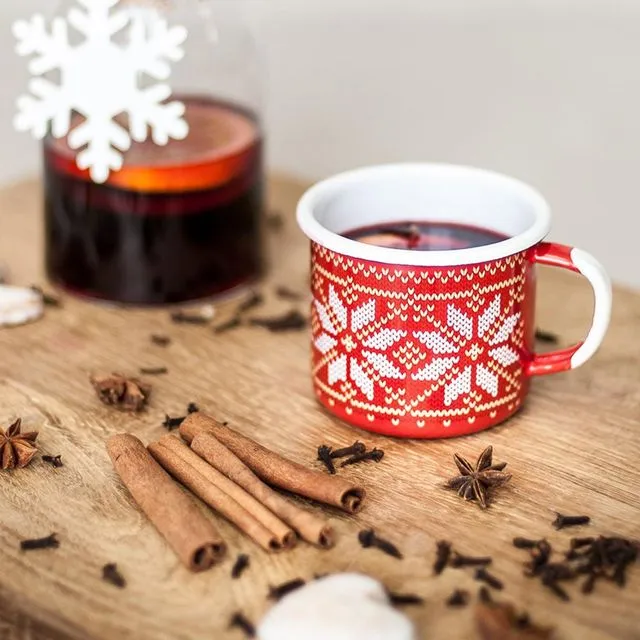 Red Enamel Coffee Mug | Christmas