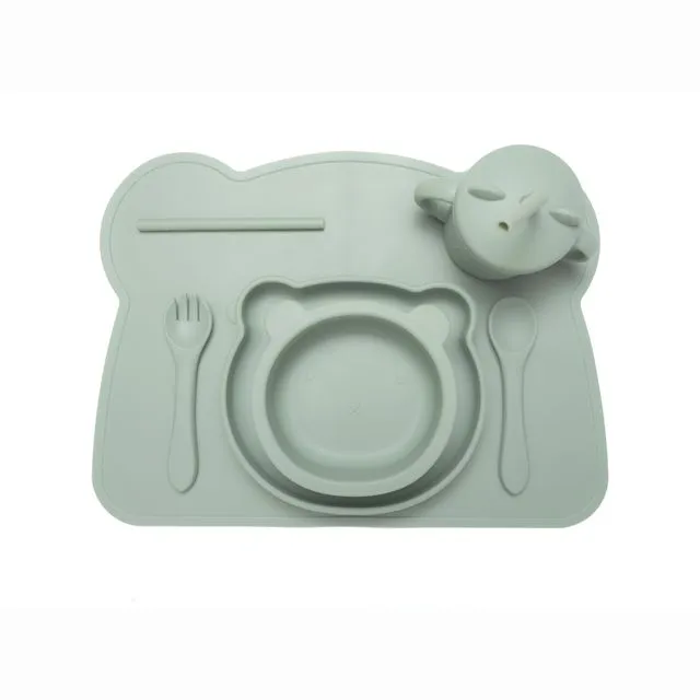 kids lunch set – little bear silicone set – eat your greens