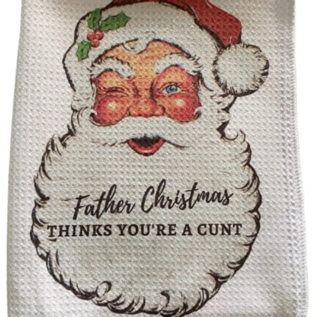 Father Christmas Sweary TeaTowel