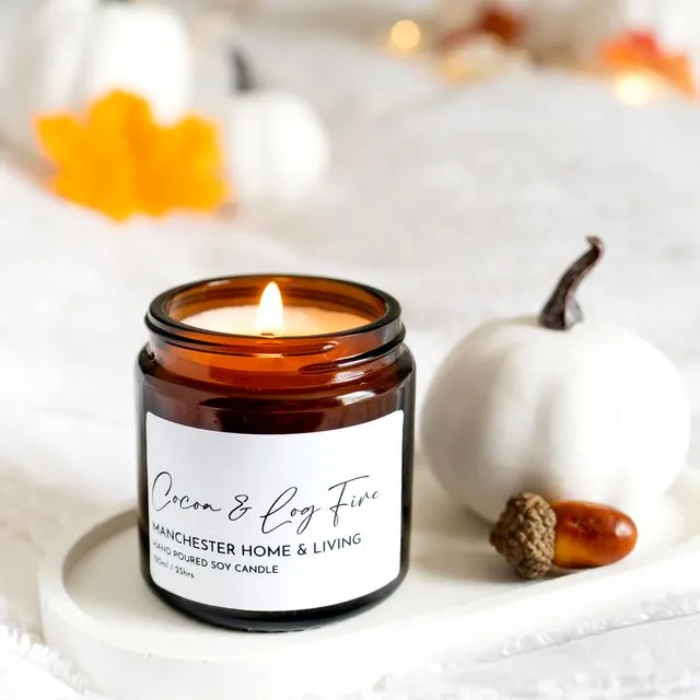 Cocoa & Log Fire Vegan Soy Wax Candle