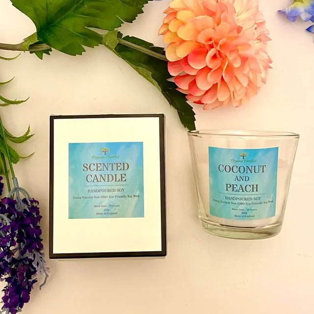 Eco-Friendly Coconut &amp; Peach Scented Candle