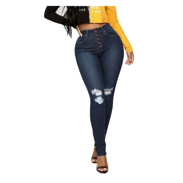 Slim Fit Mid-Waisted Ripped Skinny Jeans