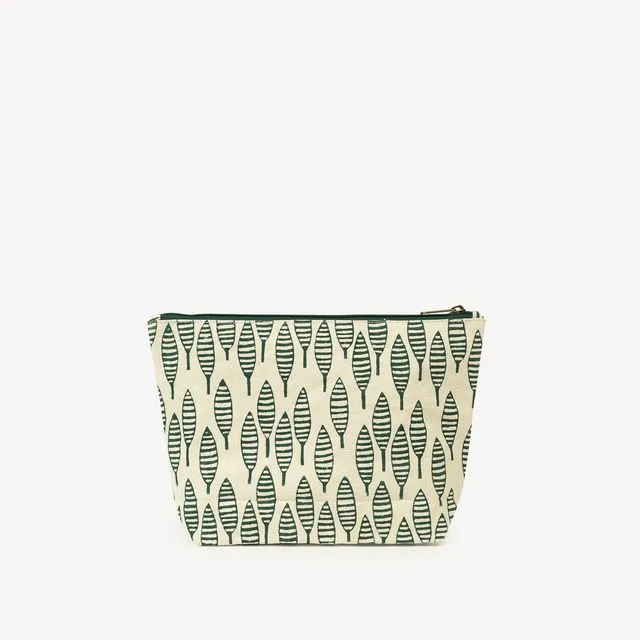 Large Cosmetic Bag - Malsi Print Forest Green