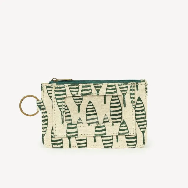 Mini Keychain Wallet - Malsi Print Forest Green