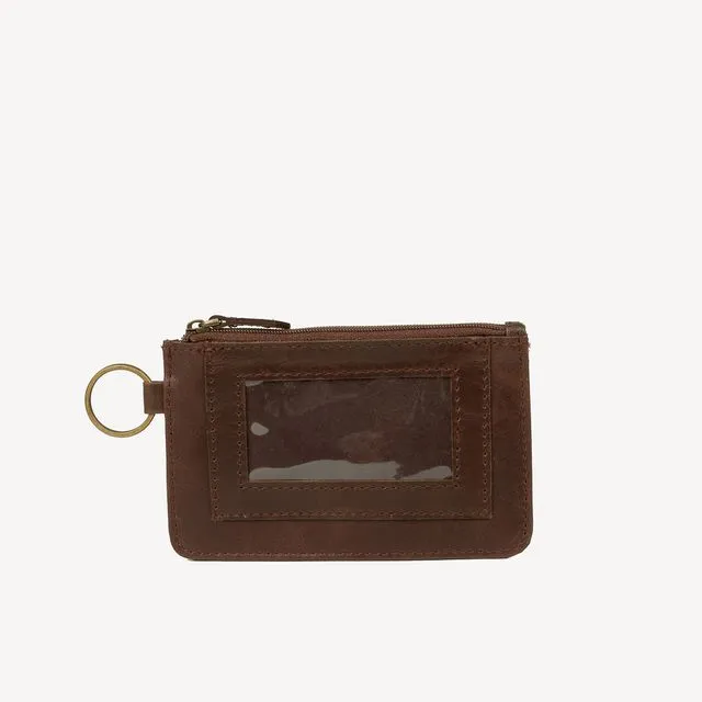 Leather Mini Keychain Wallet - Heritage Brown
