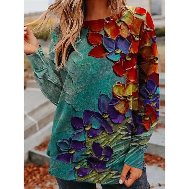 Colorful Floral Printed Women's Hoodies & Sweatshirts