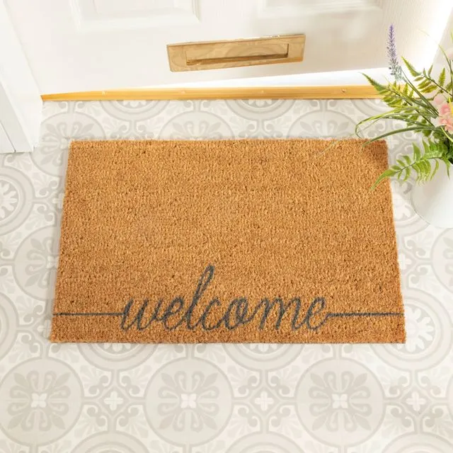 Grey Welcome Scribble Doormat