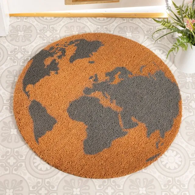 Grey Globe Round Doormat