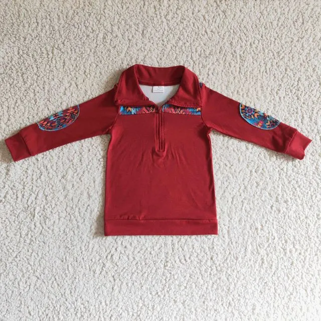 Zipper Polo Clothing Boys Red Pattern Baby Boys' Shirt