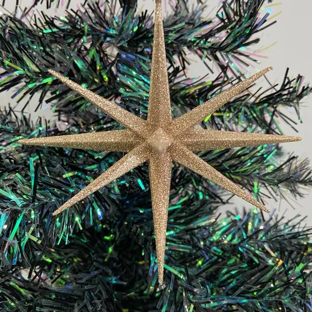 Gold glitter 3d hanging Christmas tree ornament