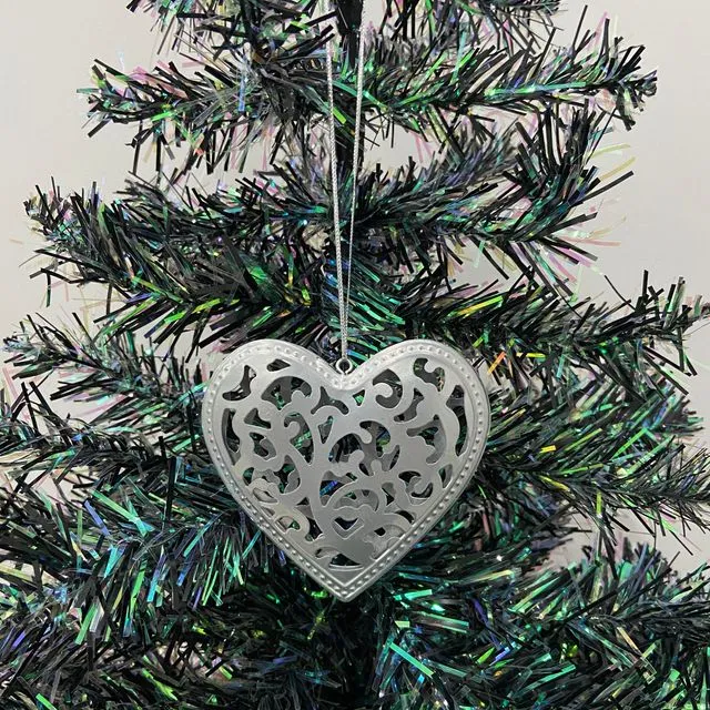 Metal silver handmade Christmas tree hanging ornament