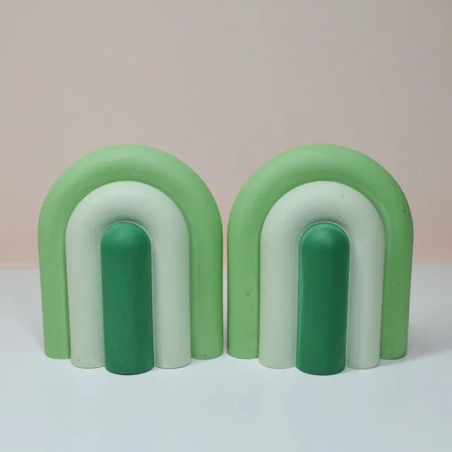 Arch Bookend Pair - Green Ombré