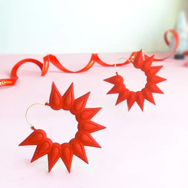 Red Hoops XL - Christmas Edition Earrings