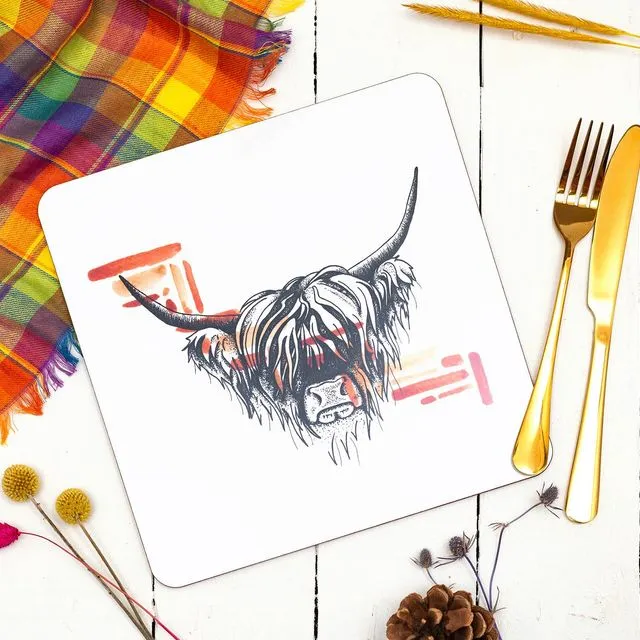 Highland Cow Watercolour Table Mat