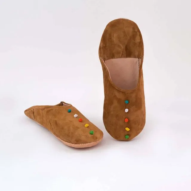Brown Suede slippers babouches for women