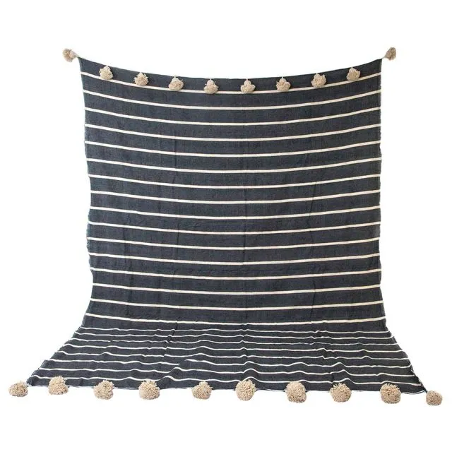 Moroccan blanket Ecru\ Gray Tassels bedspread plaid