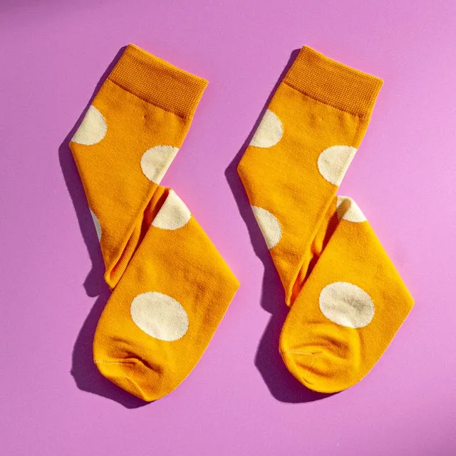 Orange men's Egyptian cotton polka dot socks