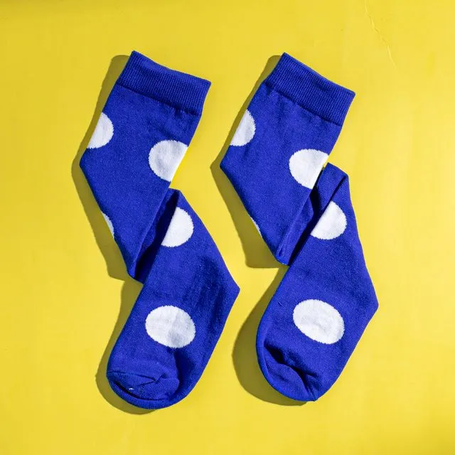 Royal blue men's Egyptian cotton polka dot socks
