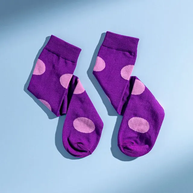 Purple men's Egyptian cotton polka dot socks