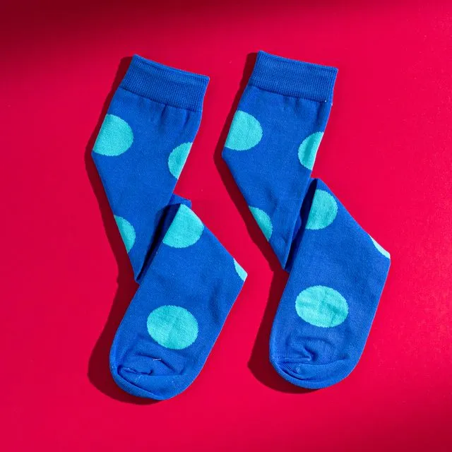 Blue Egyptian cotton men's polka dot socks