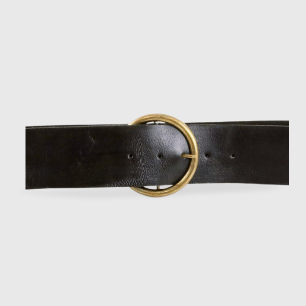 Women's handmade black leather belt