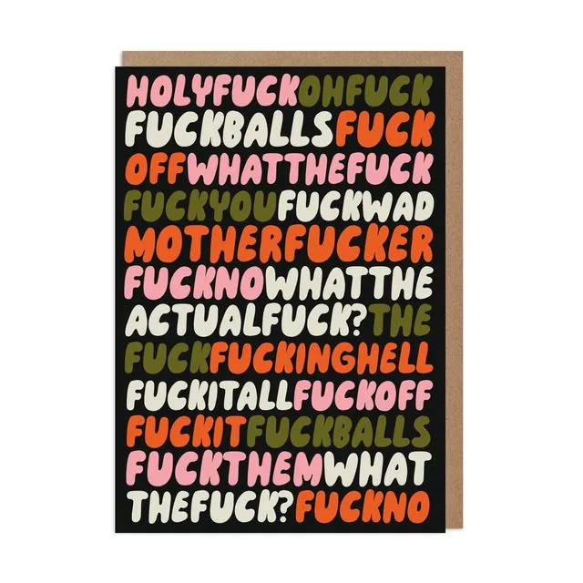 What the Fuck Typographic Everyday Card Pack of 6