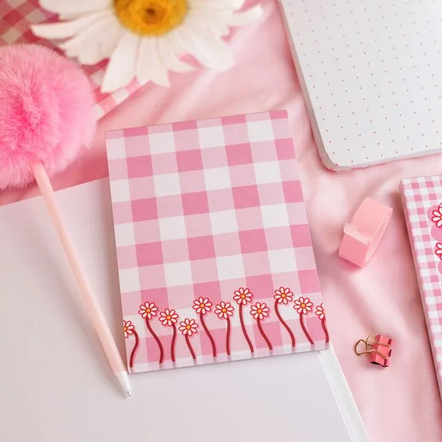 A6 Gingham Floral Notepad