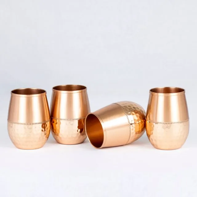 El'Cobre Premium Bottom Sequence Copper Glasses - 250ML (Set of 4 Glasses)
