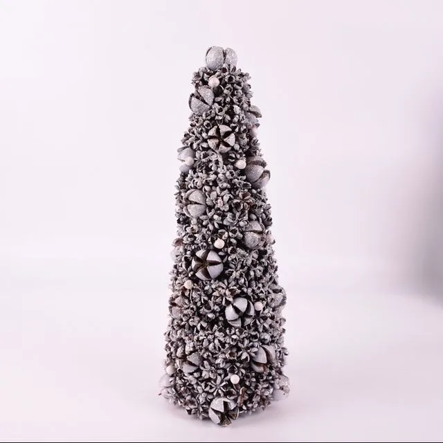 Handmade silver Christmas tree ornament 13 x 13 x 35cm