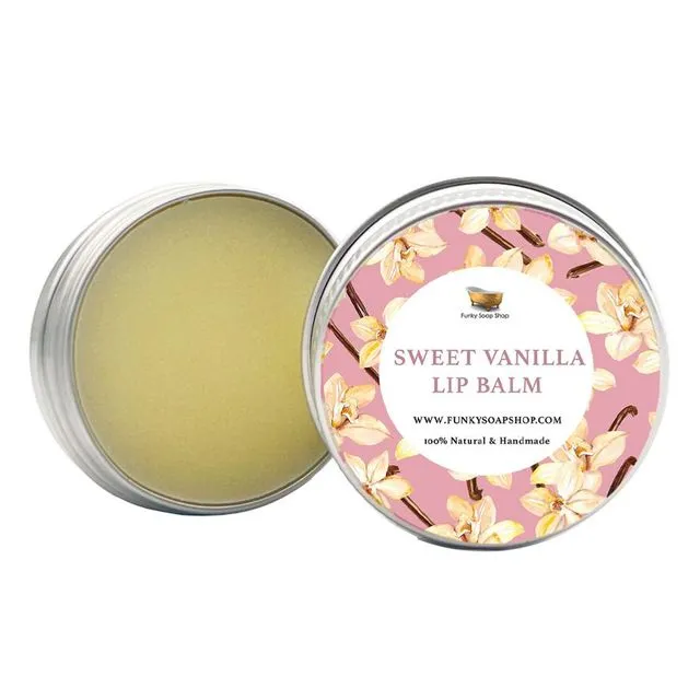 Sweet Vanilla Lip Balm, 100% Handmade And Natural, 1 Tin Of 15g
