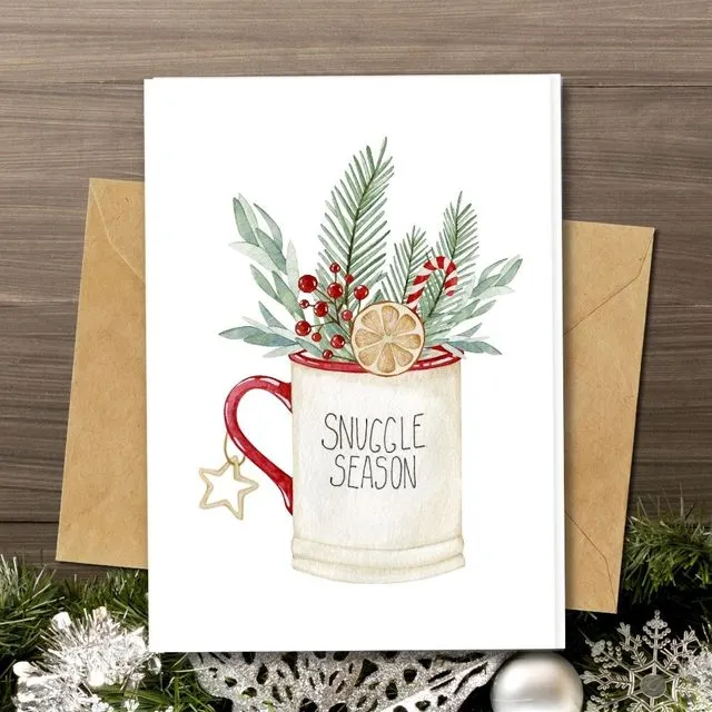 Handmade Eco Friendly | Plantable Seed or Organic Material Paper Christmas Cards Snuggle Season