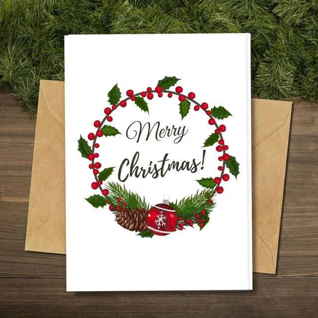Handmade Eco Friendly | Plantable Seed or Organic Material Paper Christmas Cards Christmas Wreath
