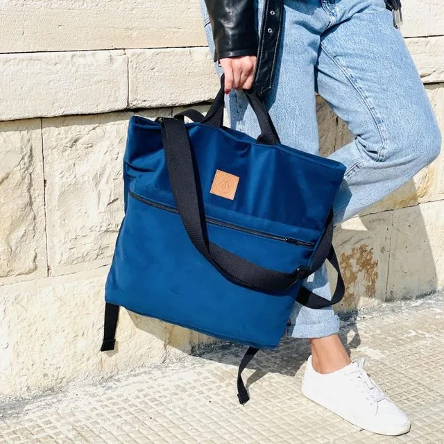 Plecak/torba miejska z weluru "Mili Urban Jungle " - niebieski