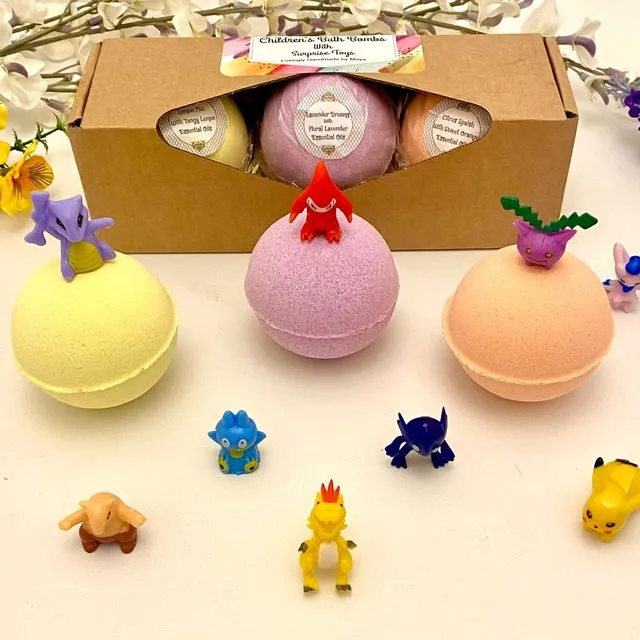 Childrens Bath Bomb Gift Set with Pokemon Surprise Toys