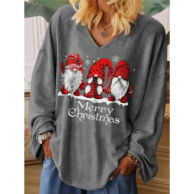 Merry Christmas Santa Printed Long Sleeve Shirt