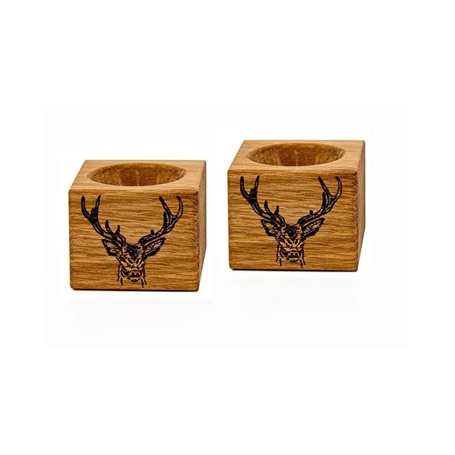 2 Oak Egg Cups - Stag Prince