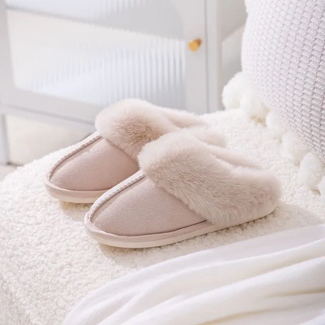 Winter Fluffy Slides Home Indoor Slipper Slider (Beige)