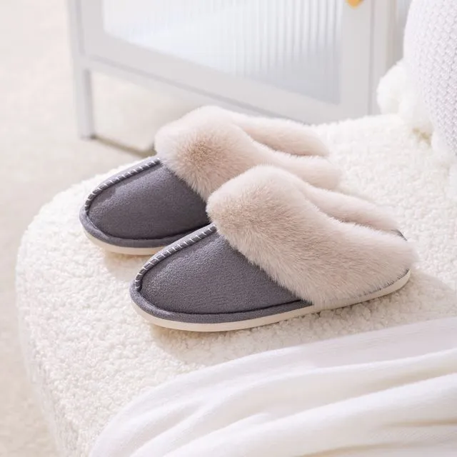 Winter Fluffy Slides Home Indoor Slipper Slider (Grey)