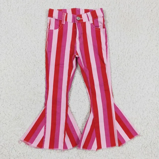 Baby Girl Fall Winter Pink Stripes Girls Denim Jeans