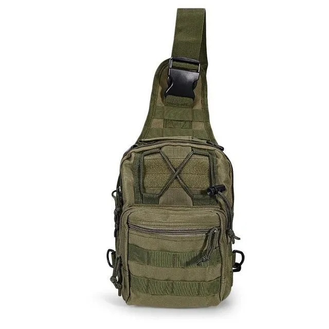 Tactical Military Sling Backpack Shoulder Bag Molle Outdoor Daypack Backpack with Adjustable Strap Army Green