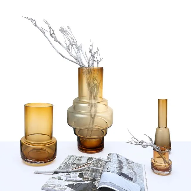 retro style thick glass vase XXL,series: TYLER 46AM, 9mm thick glass luxury edition