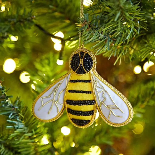 Beaded Bee Christmas Decoration