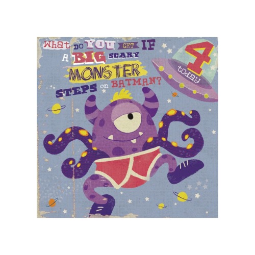 4th Birthday Card - 8 Monster Jokes - AW7004