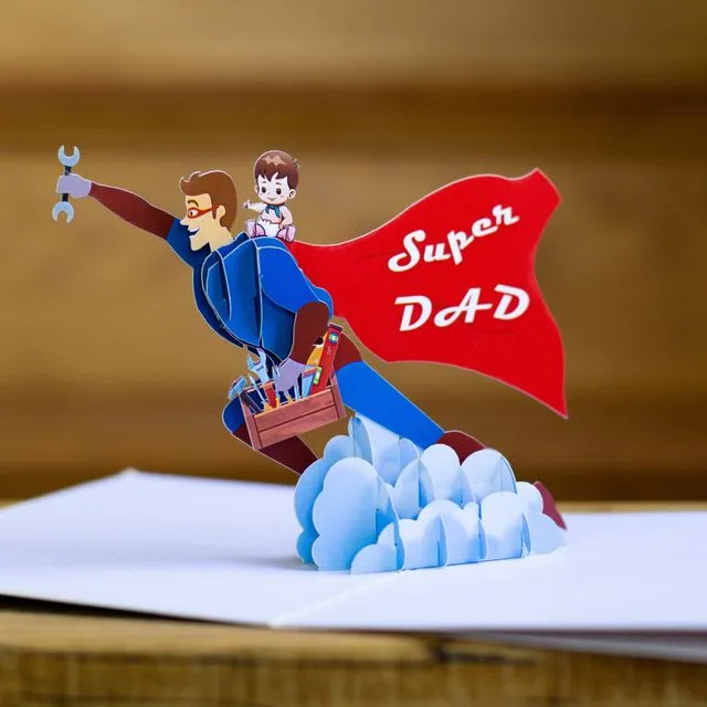 Beautiful 3D pop-up card for the Superhero Dad in your life.