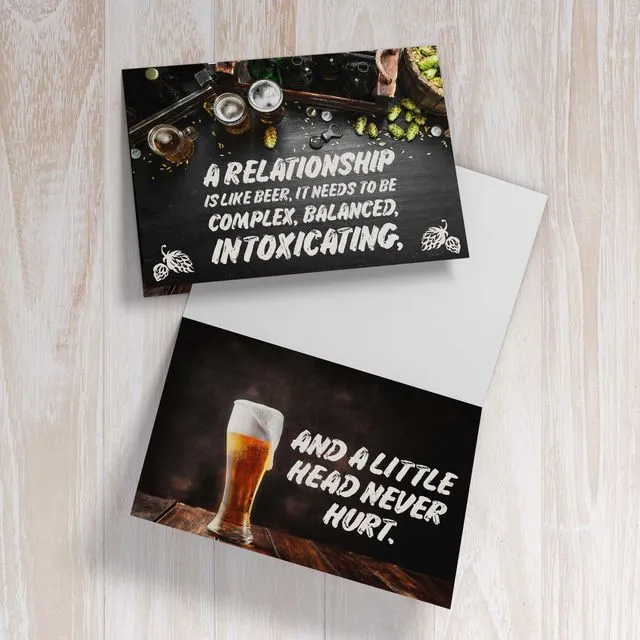 A Relationship is like beer, a funny romance card for him!
