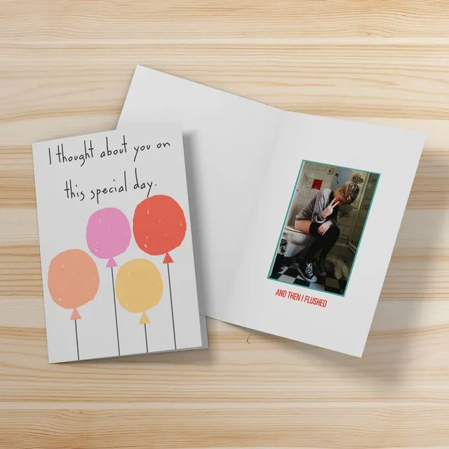 Thinking of you, unexpectedly rude and fun friendship card!