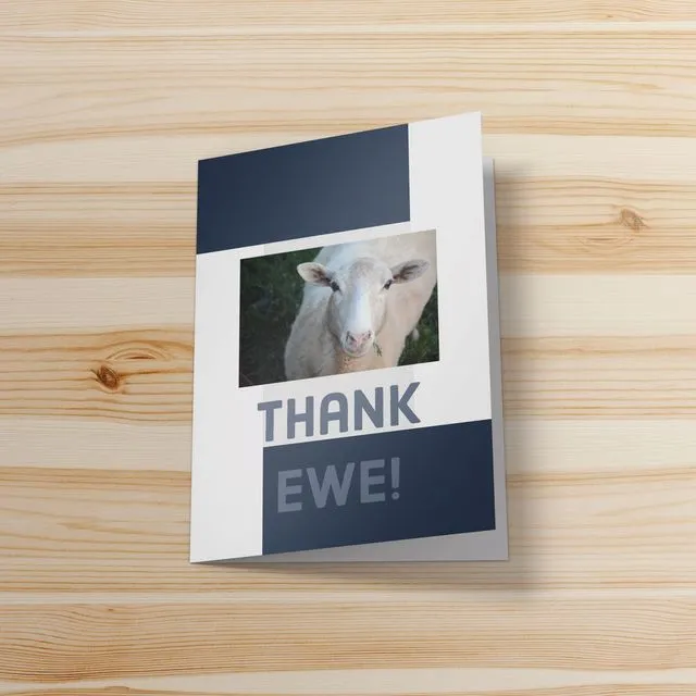 Thank Ewe. Cute sheep-themed thank you card. Made by vets.