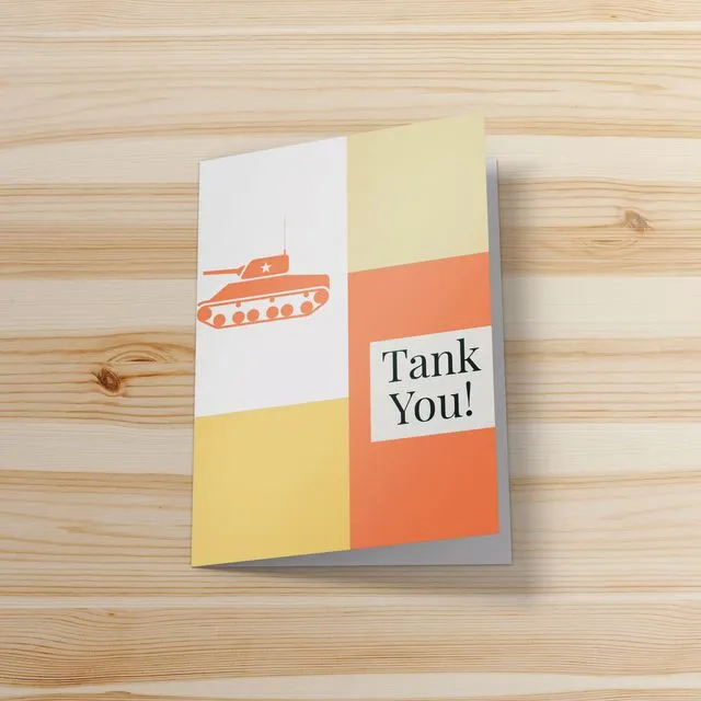 Tank You. punny thank you card designed by disabled veterans