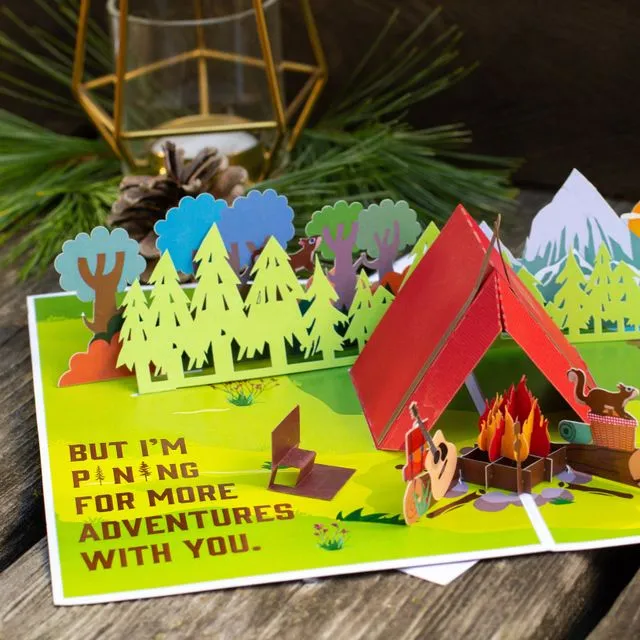 Sappy love card, 3D Pop-up Tent great for the outdoor lover.