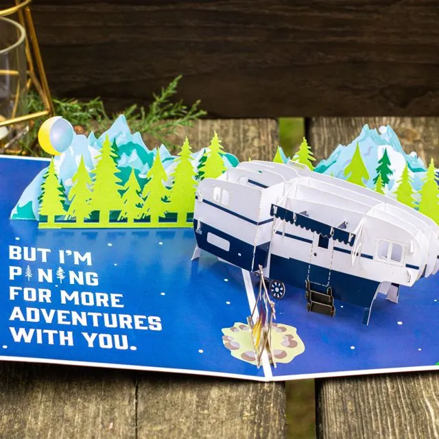 Pop-up RV camping anniversary card! Designed by veterans.